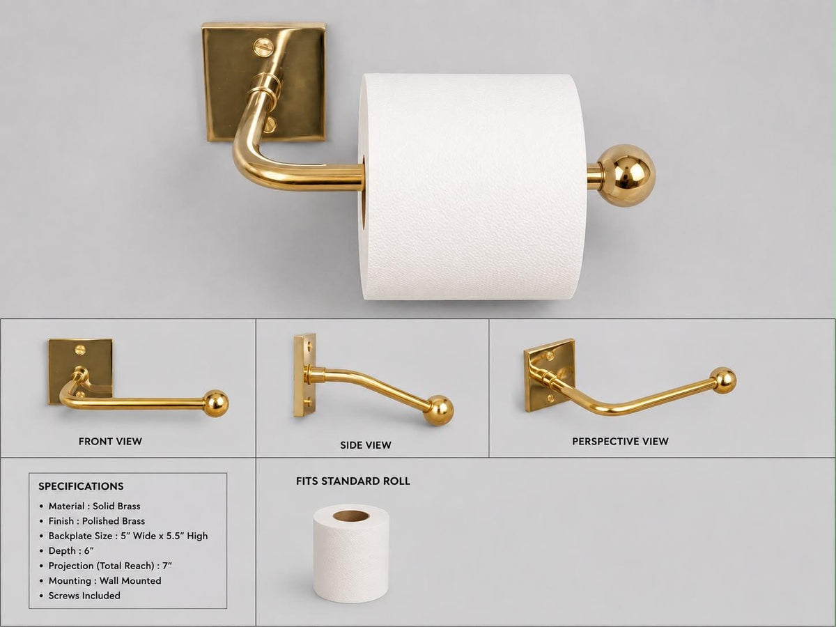 Solid brass wall mounted toilet paper holder - view 8