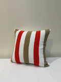 Red-orange and tan tufted chenille pillow cover