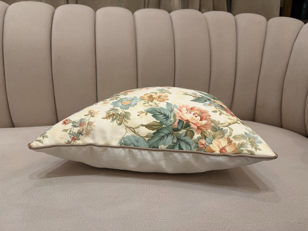 Peachy rose and sage vintage floral pillow cover - view 10