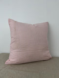Pink and white striped cotton pillow cover