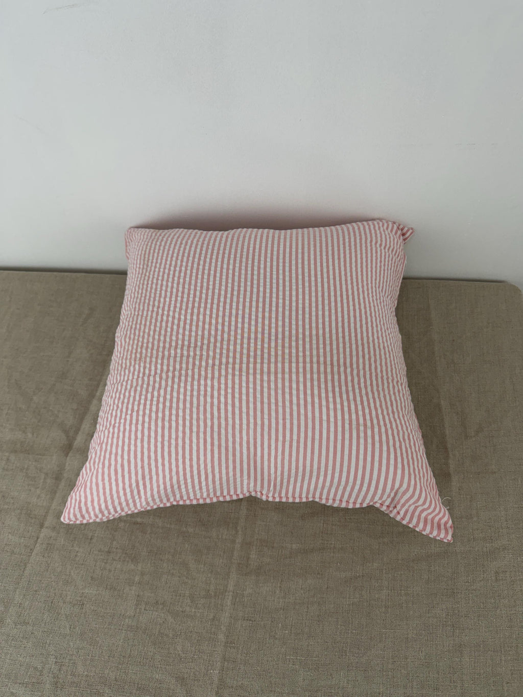 Pink and white striped cotton pillow cover - view 9