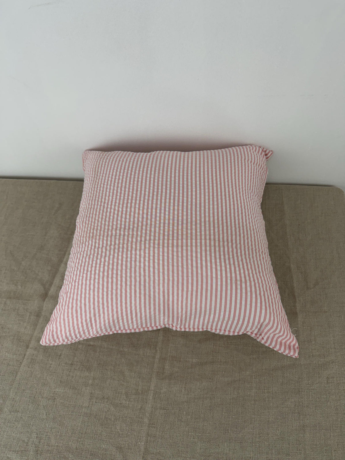 Pink and white striped cotton pillow cover - view 9