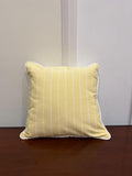 Yellow striped cotton pillow cover with white piping